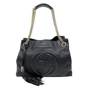 Gucci  Soho Pebbled Leather Shoulder Bag Black 308982